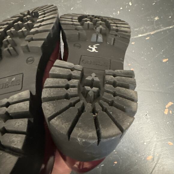 Guess Maroon Red Patent Leather Platform Loafers Shoes Women’s 8.5 - BP - Picture 14 of 15